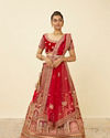 Aurora Red Floral Medallion Patterned Bridal Lehenga